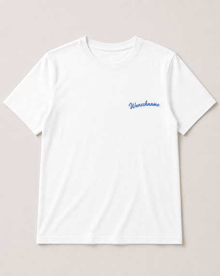 Schlicht. Stark. Gemeinsam. Weißes Happy Kids e.V. Shirt mit individuellem Wunschname